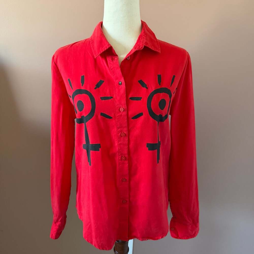 Desigual Feel Free Sun Eye Graphic Button Down Shirt